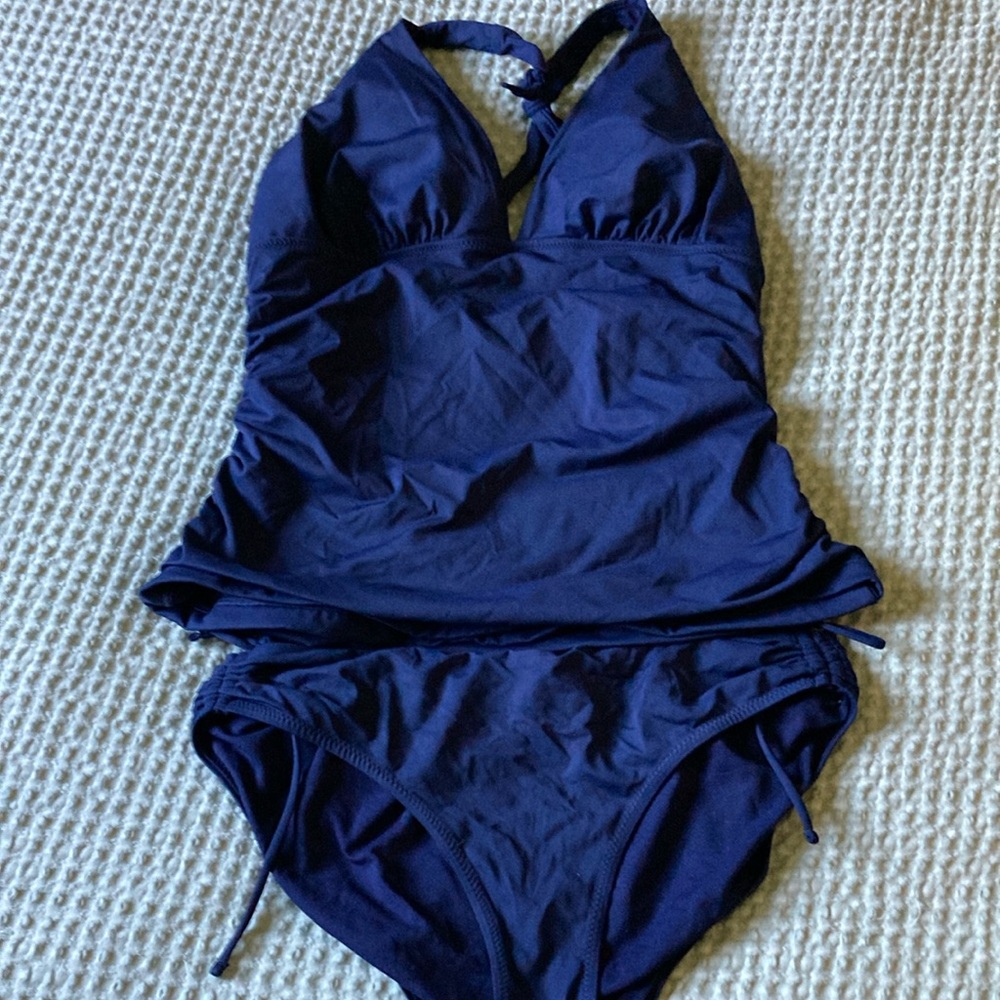 Athleta Navy Blue Halter Swimsuit